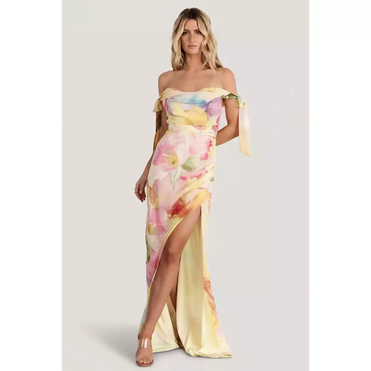 Baltic Born Allegra Off Shoulder Maxi Dress | Multi Floral Size Ss & Mm